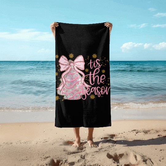Tis The Season, Merry Christmas Beach Towels