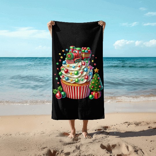 Christmas ice cream, Merry Christmas Beach Towels