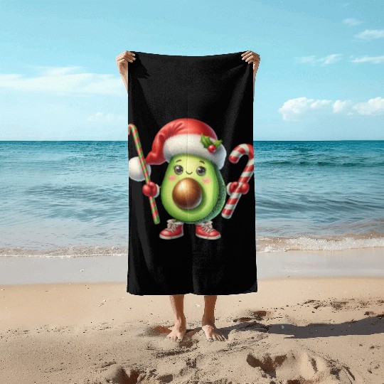Christmas Avocado, Merry Christmas Beach Towels