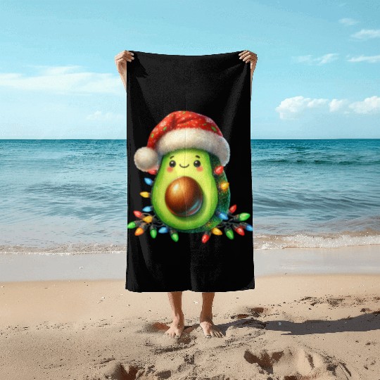 Christmas Avocado, Merry Christmas Beach Towels