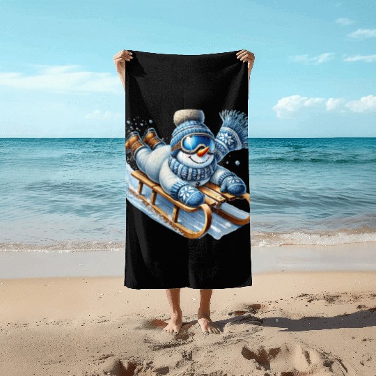 Snowman Christmas, Merry Christmas, Snowman Winter Beach Towels