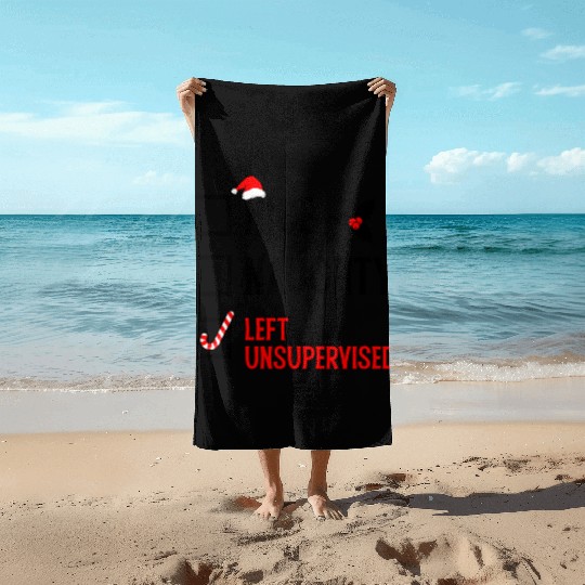Left Unsupervised Christmas Checklist Beach Towels