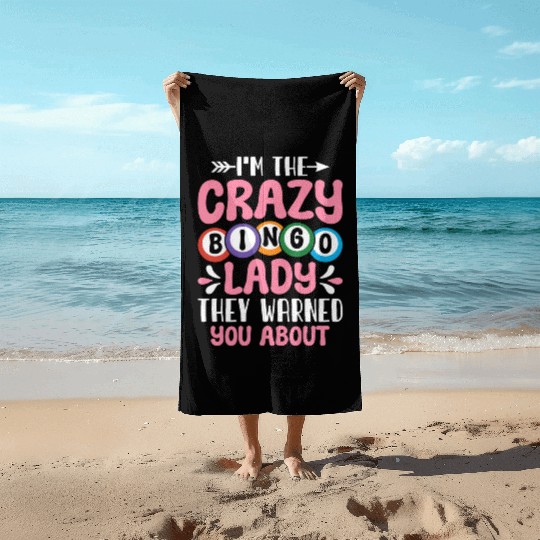 Crazy Bingo Lady Bingo Cards Bingo Game Lover Beach Towels