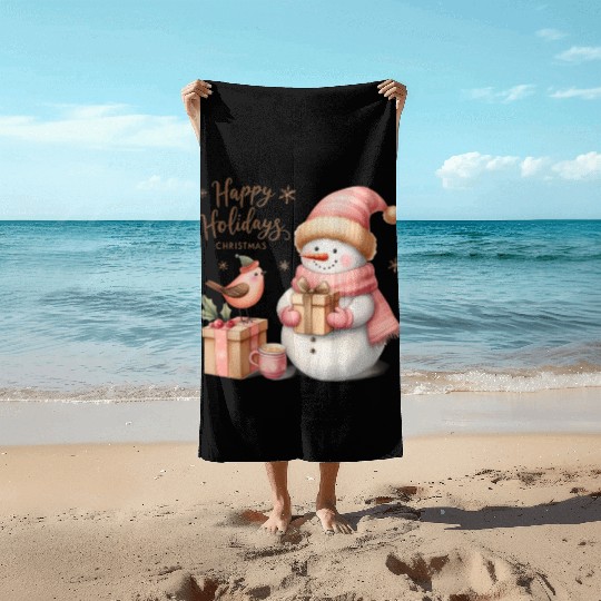 Happy Holidays, Merry Christmas Beach Towels