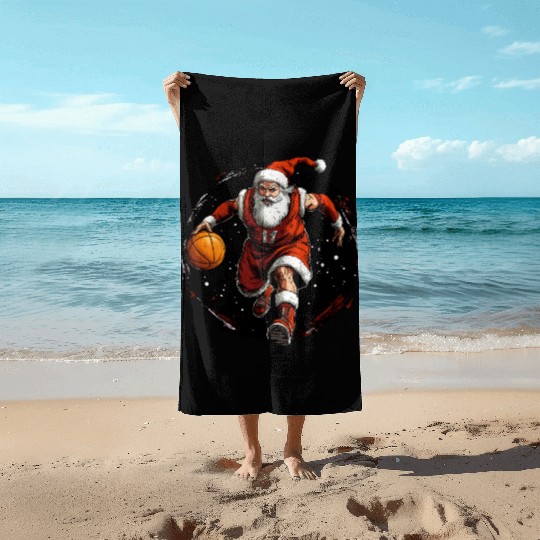 Basketball player Christmas / Santa Claus Basketba Beach Towels