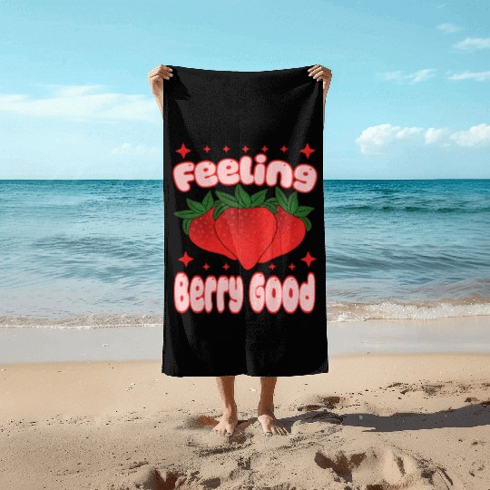 Feeling Berry Good Strawberry Design Beach Towels