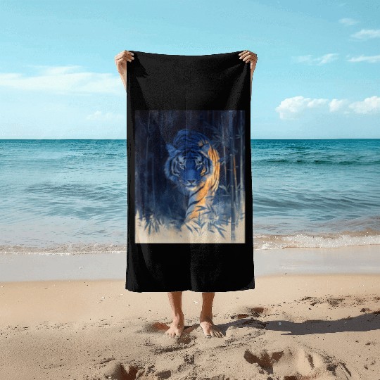 Majestic Tiger in the Bamboo Forest Beach Towels