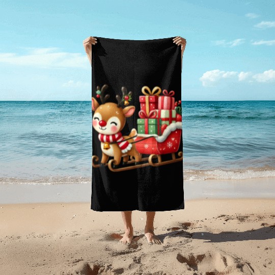 Merry christmas, Christmas Retro Beach Towels