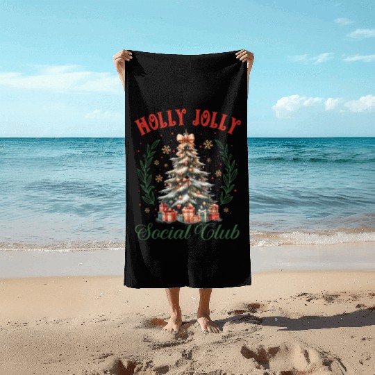 Holly Jolly Nutcracker, Merry Christmas Beach Towels