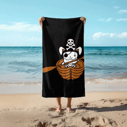 Rabbit Pirate Paddle Bunny Buccaneer Rowboat Comic Beach Towels