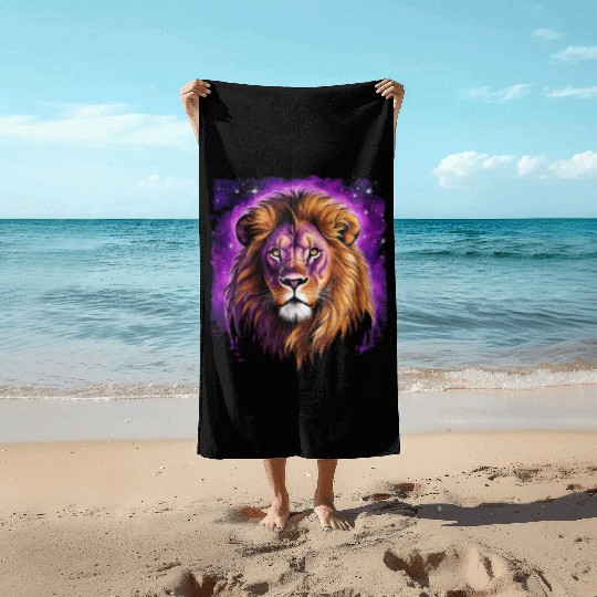 Starry Night Beach Towels design of lion Rembrandt style