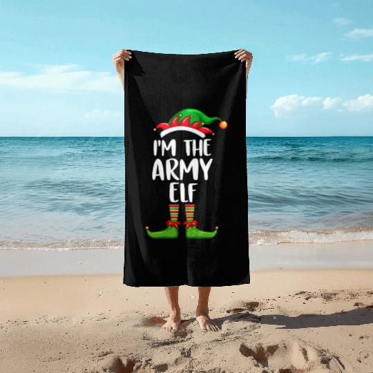 I'm The Army Elf Beach Towels Matching Family Christmas