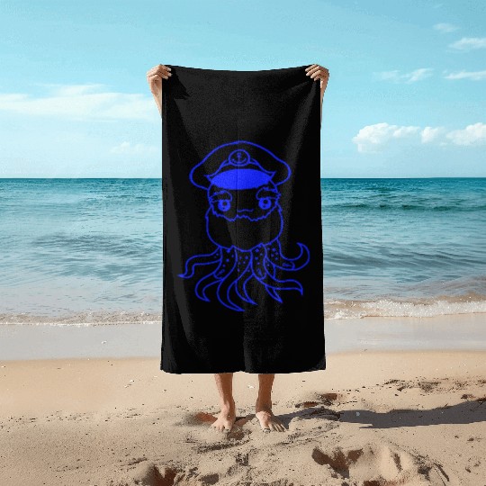 Old Octopus Octopus Cephalopod Funny Captain Squid Beach Towels