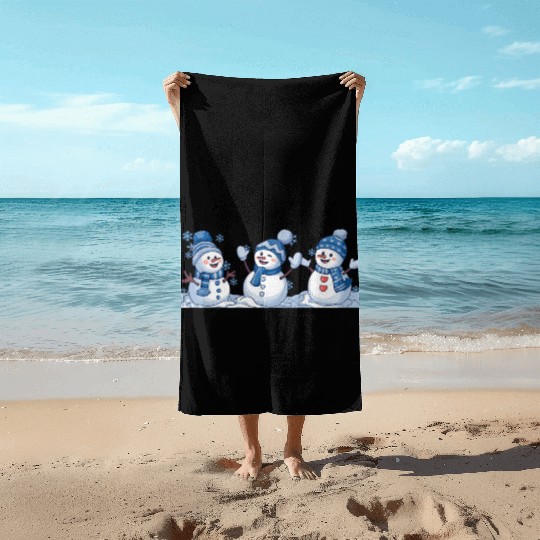 Snowman Christmas, Funny Snowman Beach Towels