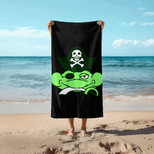 Frog Captain Hat Toad Funny Cool Comic Cartoon Fun Beach Towels