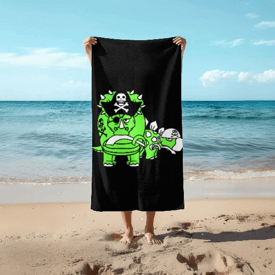 Triceratops Stegosaurus 2 Dinosaur Pirates Dinos Beach Towels
