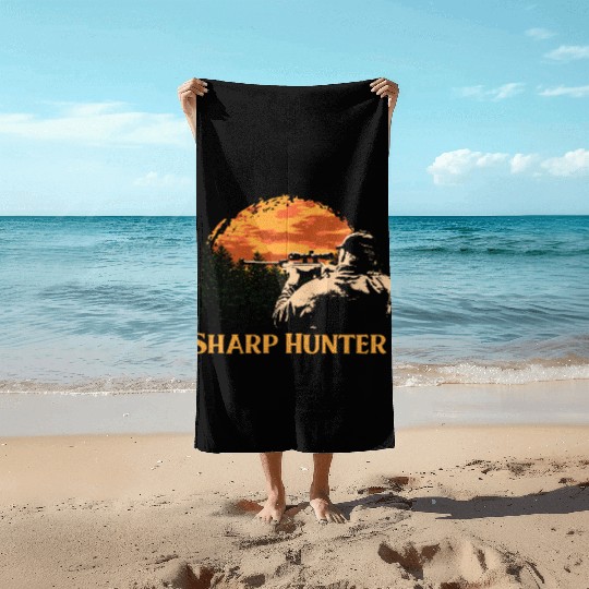 Sharp Hunter Fathers Day Hunting Parents Animal Sh Beach Towels