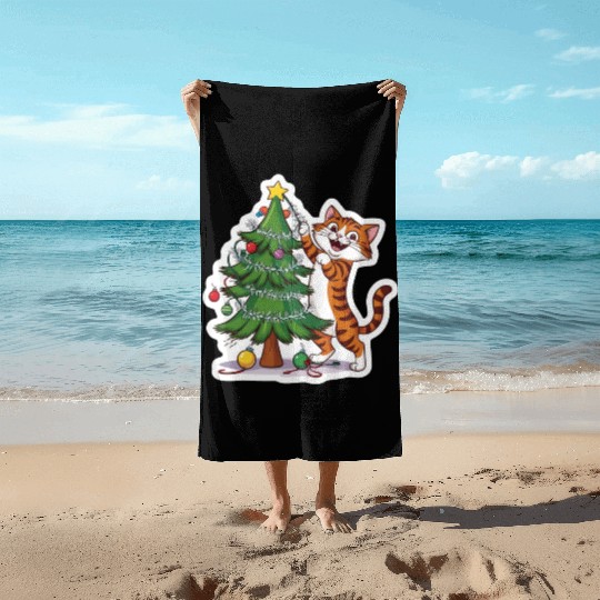 Climbing the Christmas Spirit Beach Towels