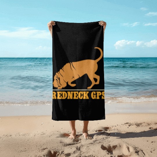 Redneck GPS | Funny Bloodhound | NickerStickers® Beach Towels