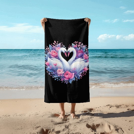 Black Gnomes Valentines Day Beach Towels