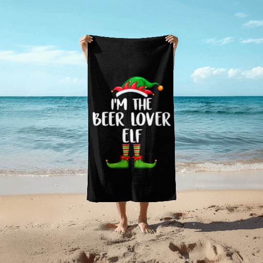 I'm The Beer Lover Elf Beach Towels Matching Family