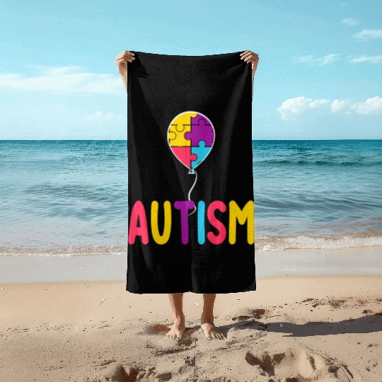 Autism Awareness Balloon - Spread Love and Support Beach Towels