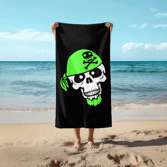 Pirate Hat Skull Skeleton Halloween Head Scarf Fun Beach Towels