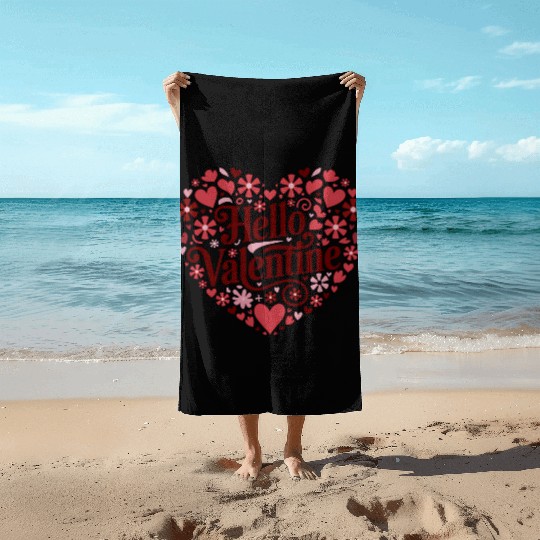 Hello Valentine Sublimation Beach Towels