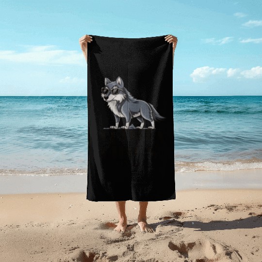 Beautiful gift idea funny quote design Alpha Wolf Beach Towels