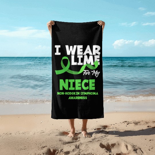 Non-Hodgkin Lymphoma Awareness Wear Lime Niece Beach Towels