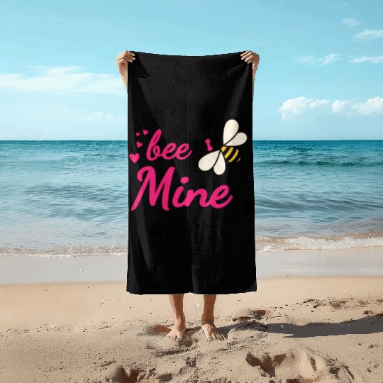 Bee Mine Valentine Beach Towels