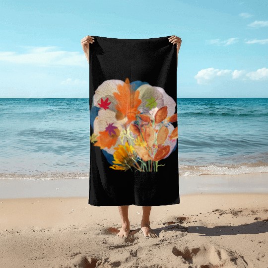 Laves and Flower Use for All Over Print for Ladies Beach Towels