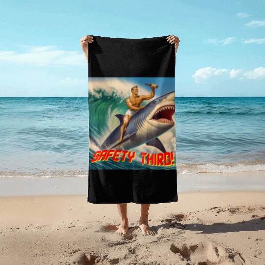 Retro Safety Third Shark Rodeo Beach Towels