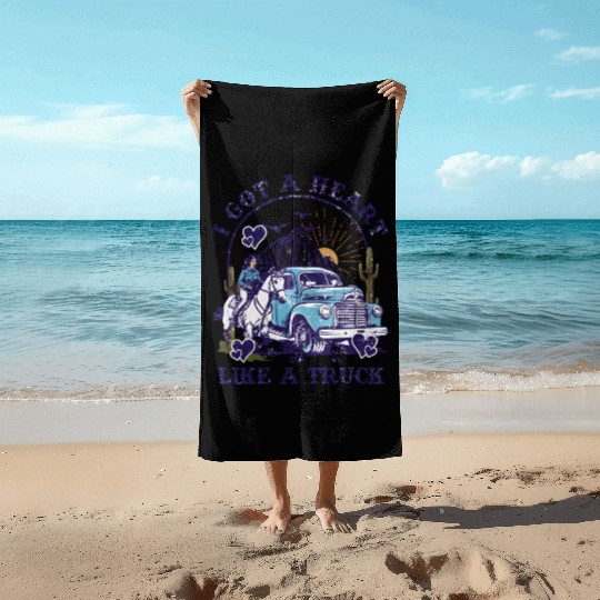 I Got A Heart Like A Truck Beach Towels