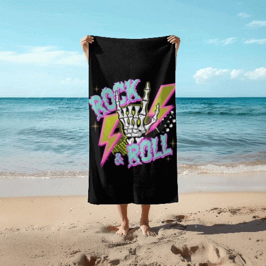 Skeleton Guitar Player Bones Guitarist Musician Beach Towels