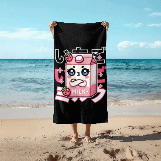 Touchy Strawberry Milk Hug Beach Towels