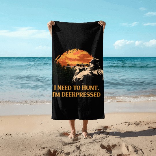 Im DEERpressed Deer Hunting Elk Hunter Funny Dad J Beach Towels
