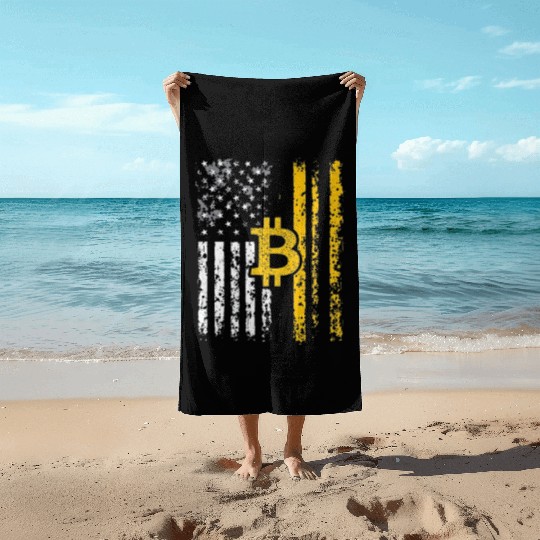 American Bitcoin Blockchain Cryptocurrency BTC Beach Towels