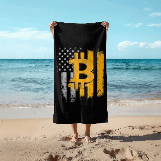 American Bitcoin Blockchain Cryptocurrency BTC Beach Towels
