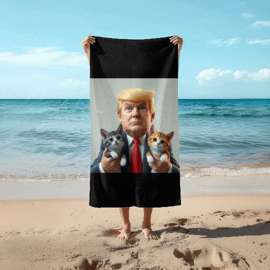 Trump Showing Kitty Love Beach Towels