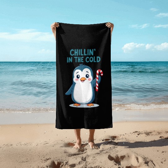 Chillin' Penguin Winter Fun Beach Towels