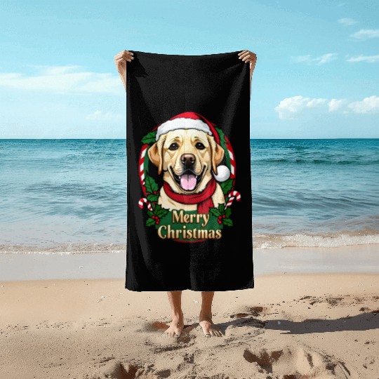 Festive Labrador Christmas Design Beach Towels