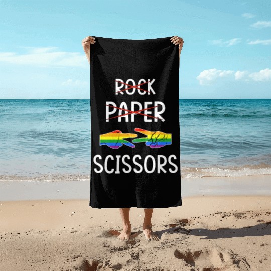 LGBTQ Lesbian Rock Paper Scissors Beach Towels