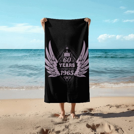 60 Years Unique Angel Wings Crown Beach Towels
