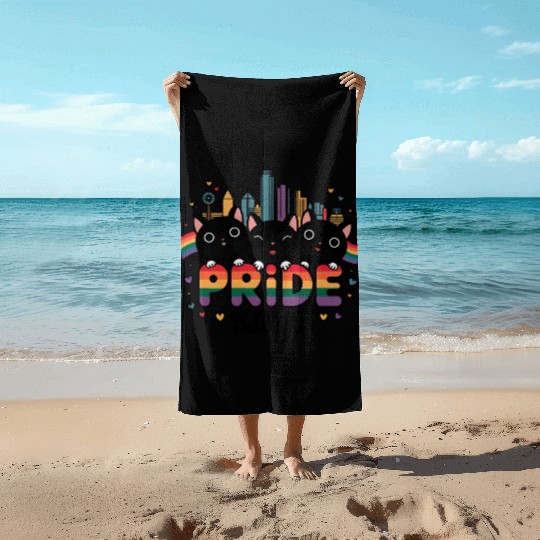 Pride of Dallas City Texas USA Rainbow Flag Beach Towels