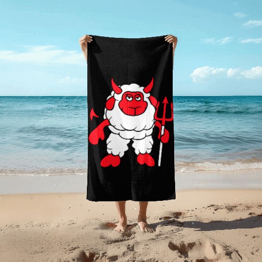 Sheep Devil Satan Hell Evil Trident Horns Cool Fun Beach Towels