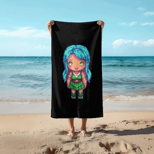 Mystic Emerald Sprite - Pixel Art Design Beach Towels