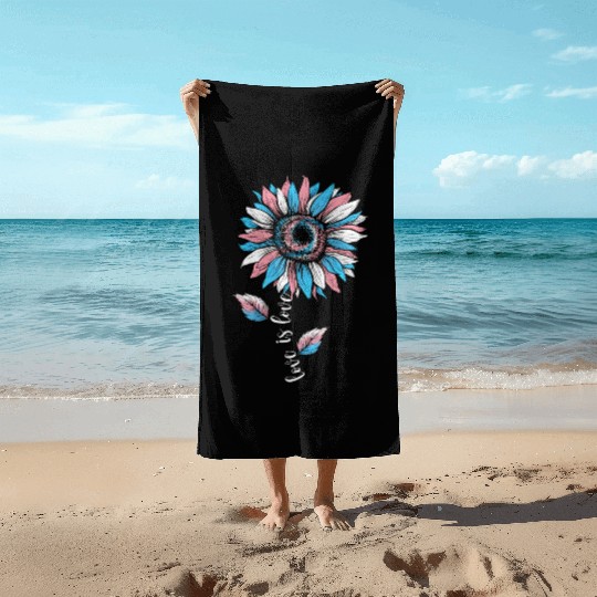Rainbow Sunflower Love Is Love LGBT Pride Beach Towels