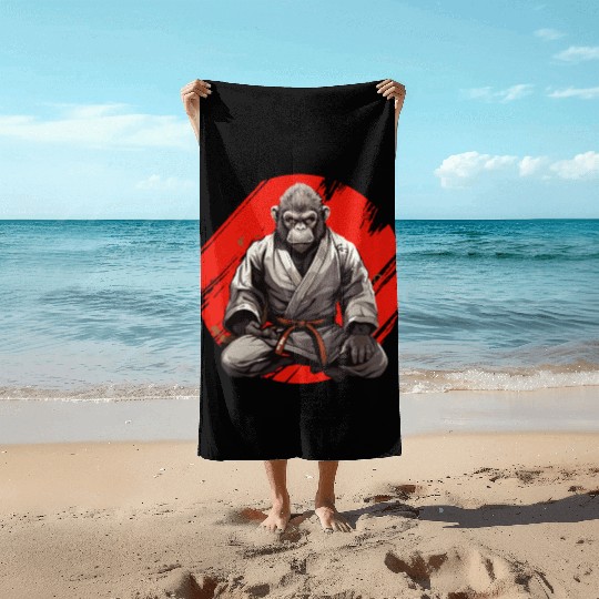 Karate Judo Monkey Chimpanzee Martial arts Beach Towels