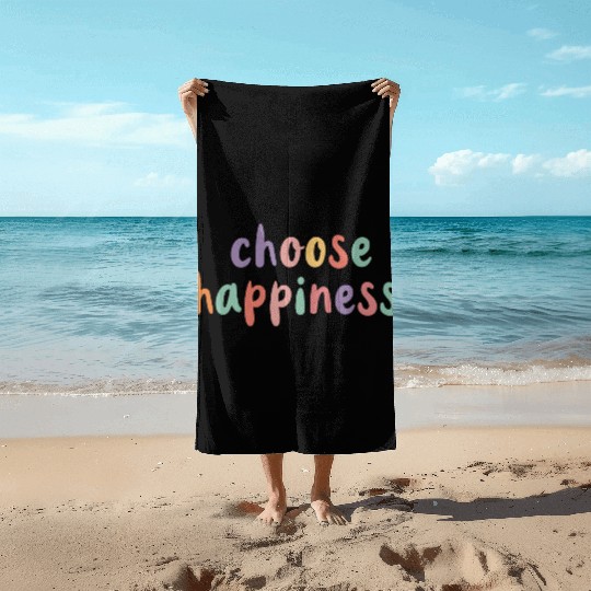 Choose Happiness Retro Colorful Pastel Kids Beach Towels